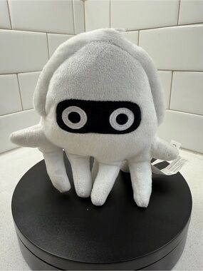 Mario Kart Cute White Plush Octopus Toy with Black Eye Mask